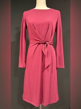 Banana Republic Factory Burgundy-Purple Long Sleeve Tie Dress